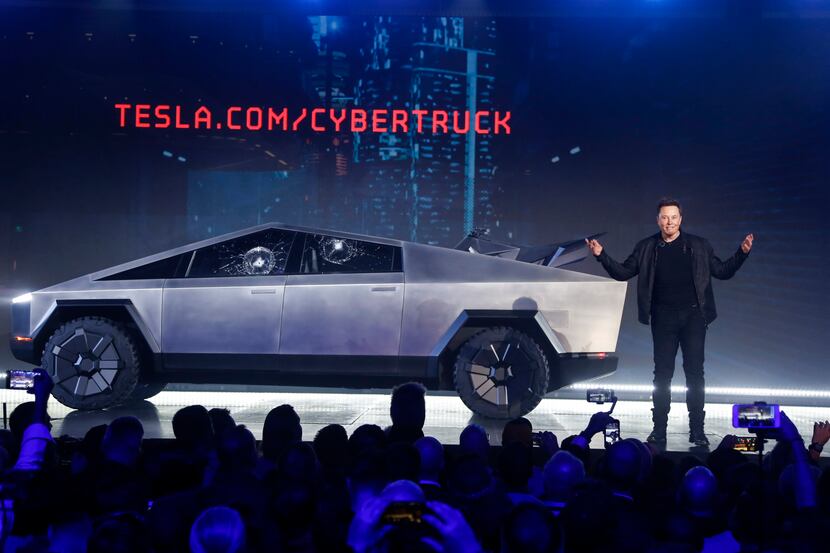 Tesla CEO Elon Musk introduced the Cybertruck at Tesla's design studio in 2019 in Hawthorne,...