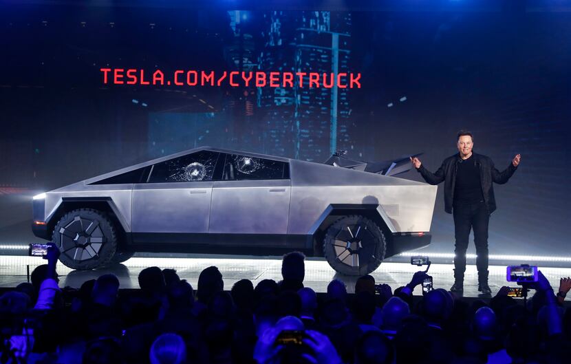 Tesla CEO Elon Musk introduced the Cybertruck at Tesla's design studio in November 2019  in...