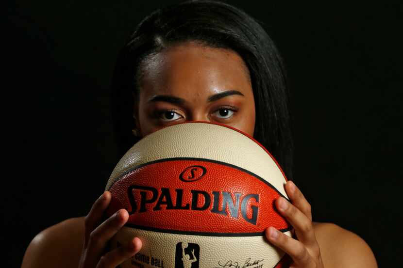 Allisha Gray poses for a portrait during Dallas Wings media day College Park Center in...