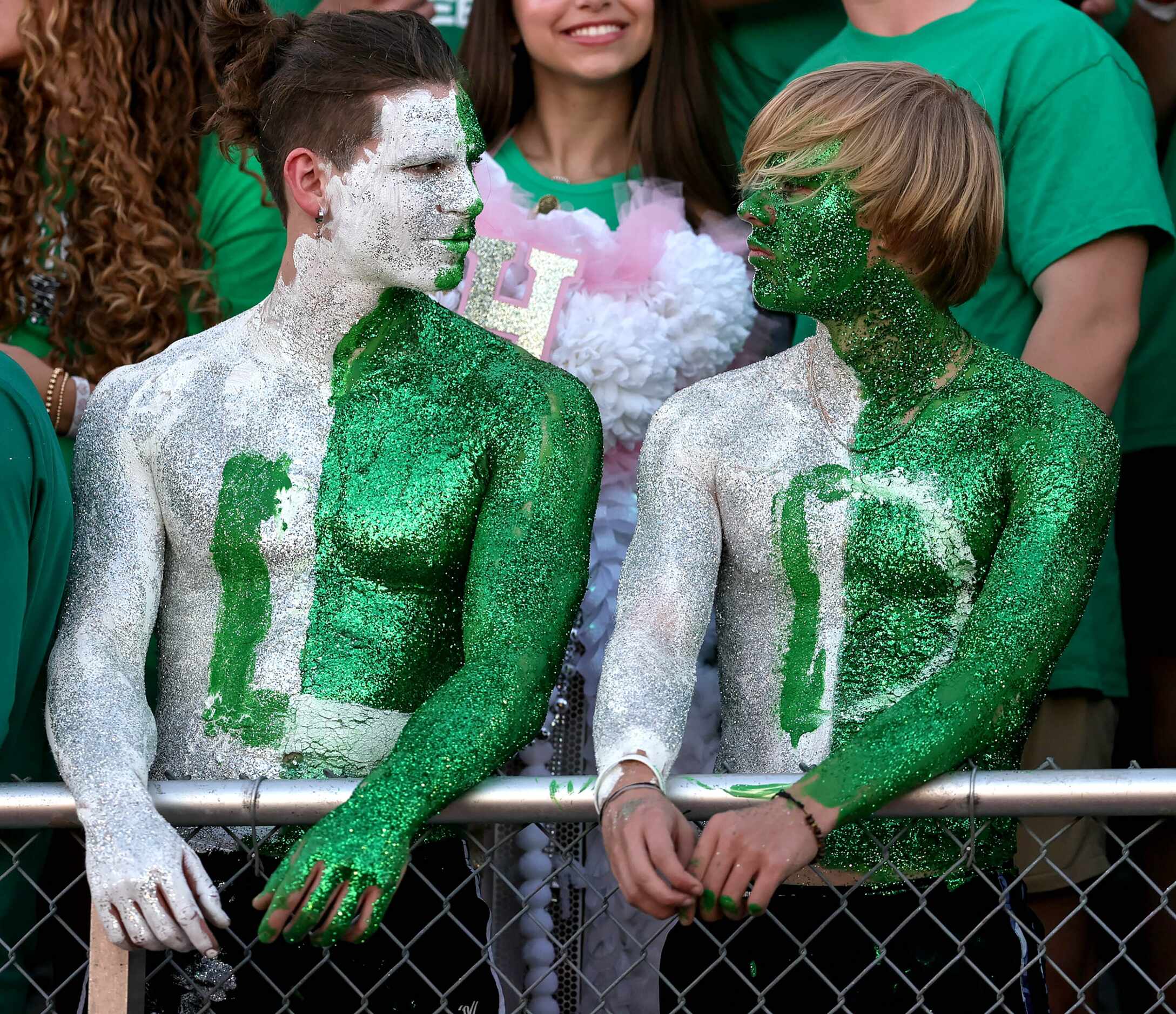 Some Lake Dallas students get ready for the start of the game against Frisco Memorial in a...