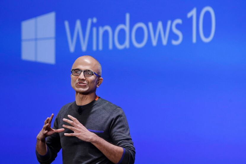  In this Jan. 21, 2015, file photo, Microsoft CEO Satya Nadella speaks at an event...