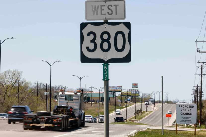 Traffic travels along westbound U.S. 380 in McKinney. The expansion of the highway through...