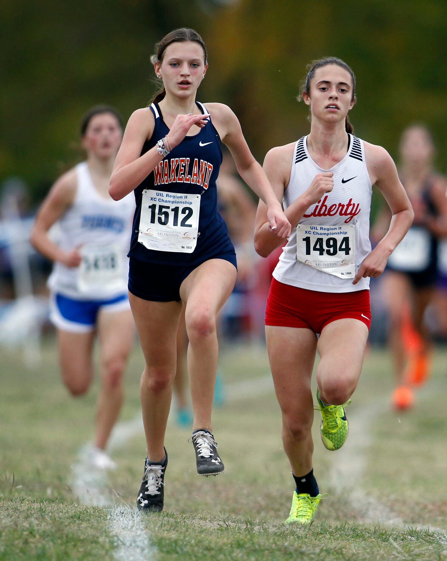 Frisco Wakeland's Rebekah Gould (1512), left, and Frisco Liberty's Caitlyn Ruback (1494)...