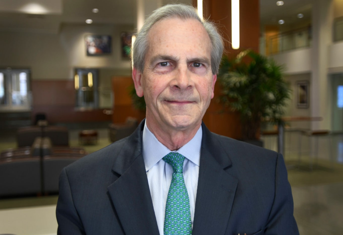 Lee Jackson, retiring UNT Chancellor in the lobby of the system's Dallas offices downtown on...