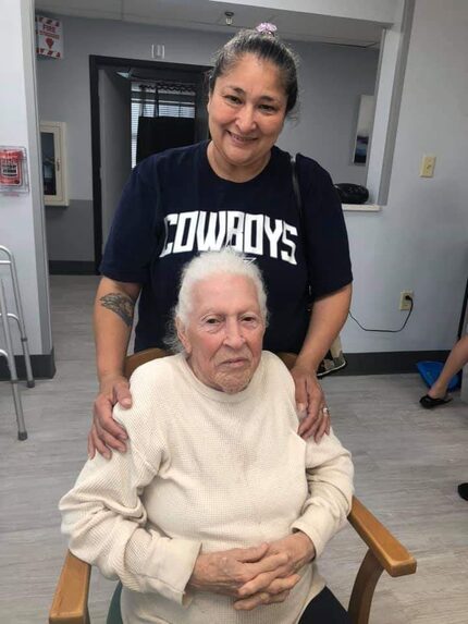 Norma Barrientos and her mother, Mary Sifuentes. Sifuentes lives at Skyline Nursing Center...