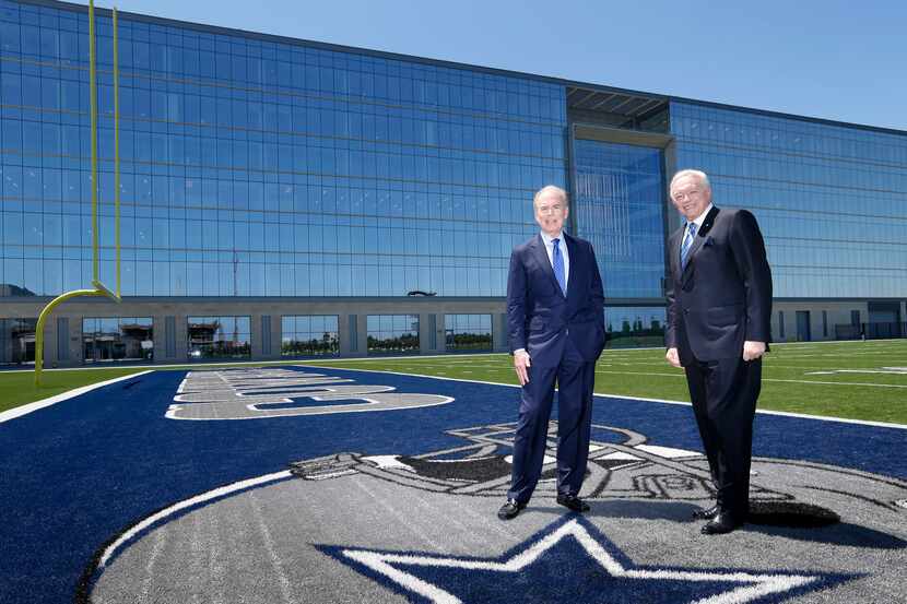 Former Dallas Cowboys quarterback Roger Staubach and Dallas Cowboys owner and general...