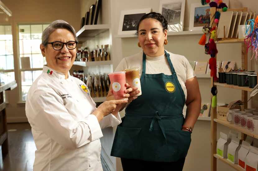 Andrea Pedraza, left, and Cindy Pedraza pose for a photograph at CocoAndre in Dallas, TX, on...