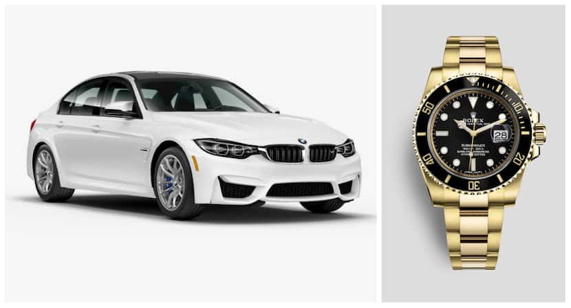 Authorities say Donald Conkright bought a $128,000 BMW and two Rolex watches.