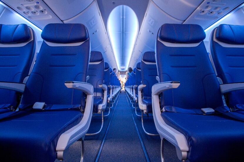 The cabin area of one of Southwest Airline's Boeing 737 MAX jetliners 