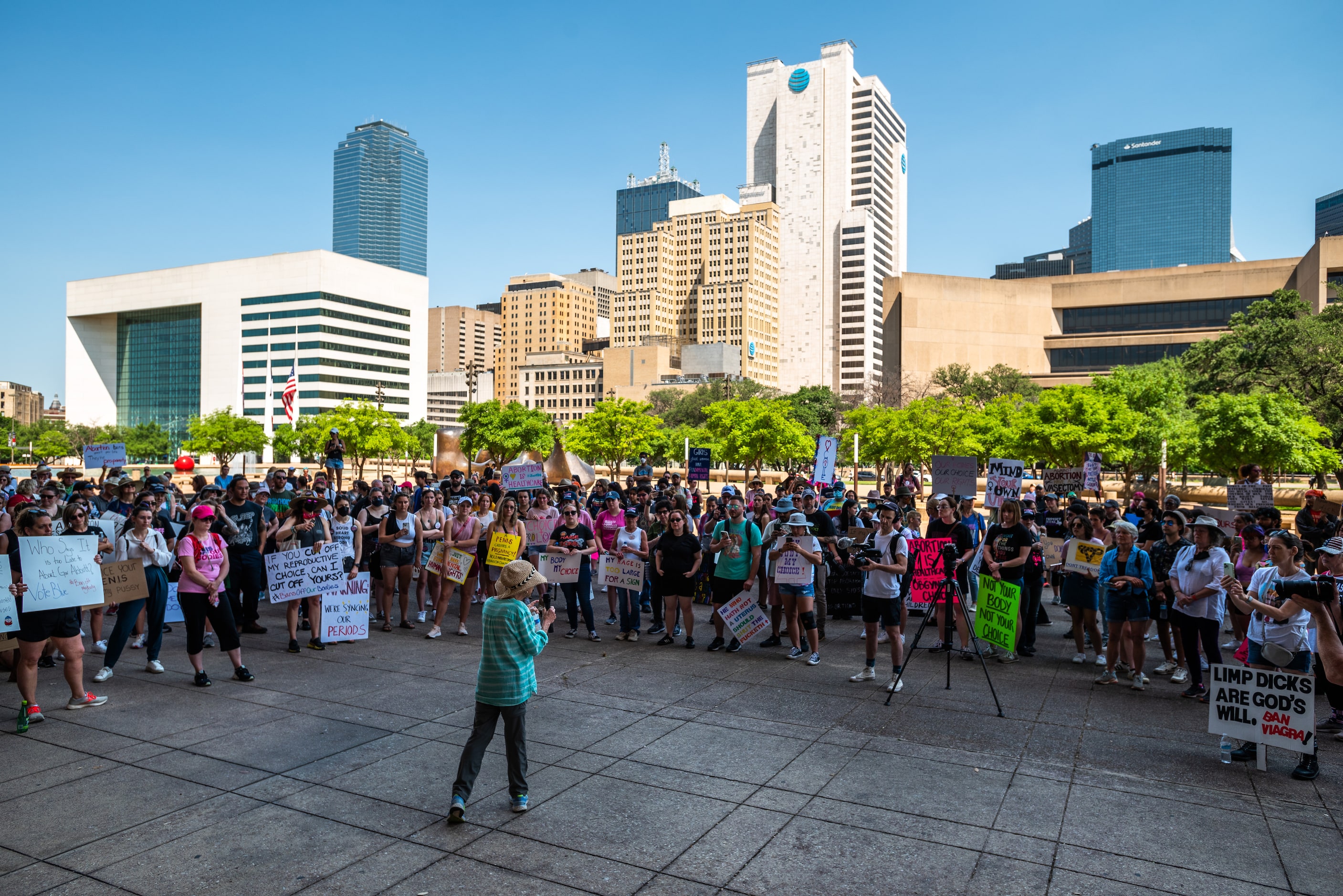 Psychologist Toni Lombardi, of Keller, speaks about the importance of abortion during the...