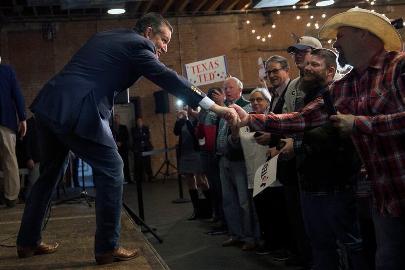 Sen. Ted Cruz greets supporters at Gilley's in Dallas on October 24, 2018. "Turn around and...
