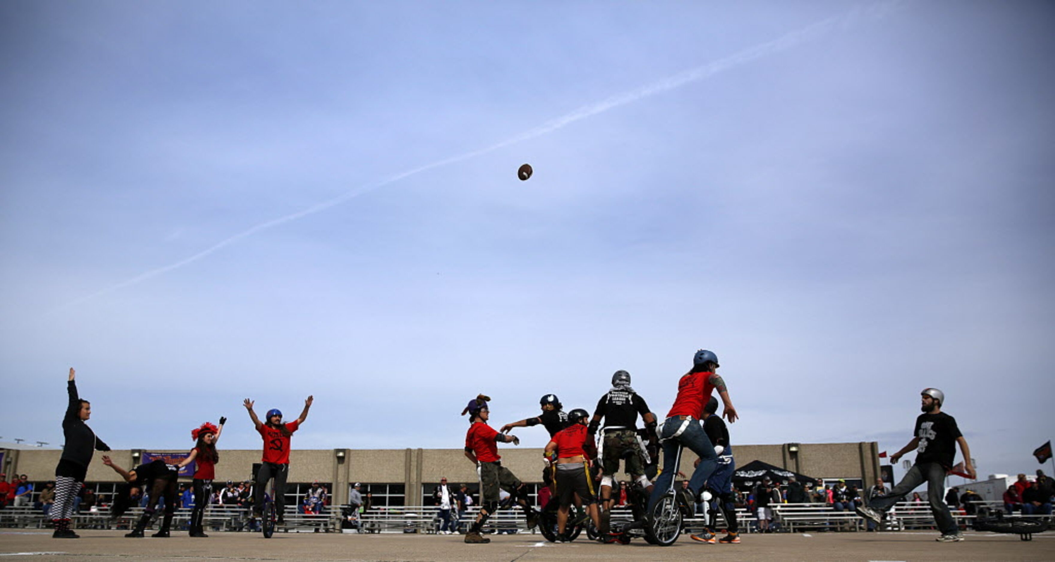 The Uni Billies kick an extra point after scoring a touchdown against Team Russia during a...