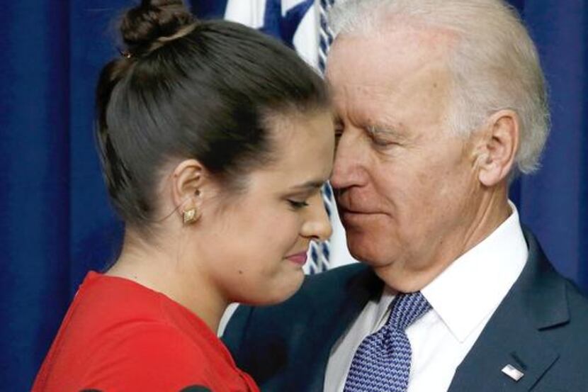 
Joe Biden comforted Madeliene Smith, who was raped while in college. She spoke during the...