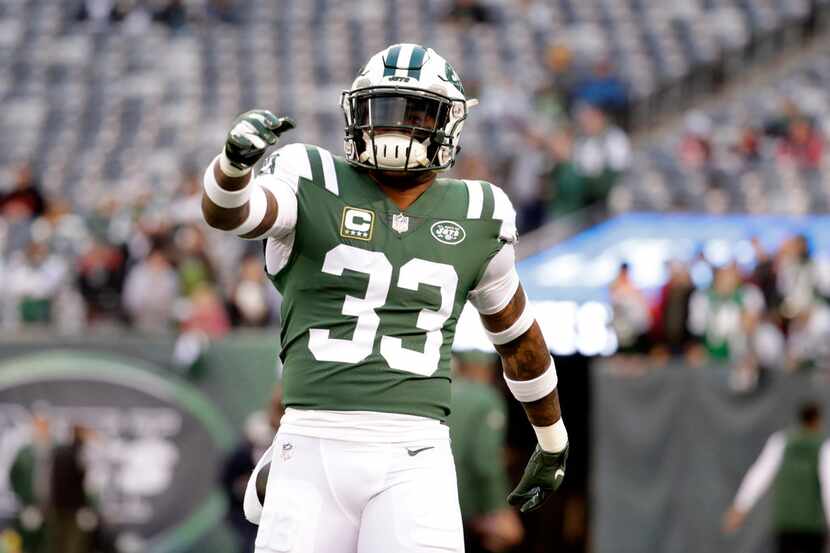 FILE - In this Dec. 15, 2018 file photo New York Jets strong safety Jamal Adams works out...