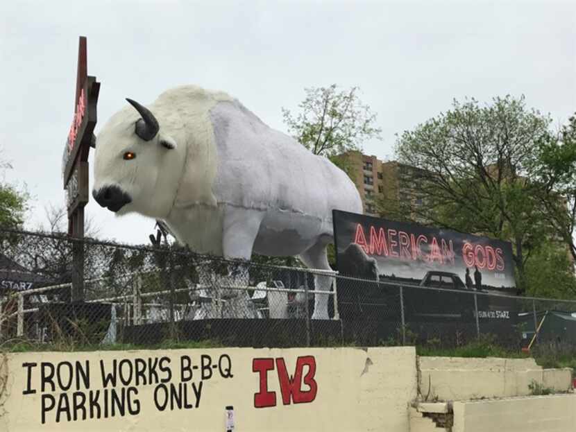 A giant white buffalo glared at conference attendees who walked by. It became a popular...