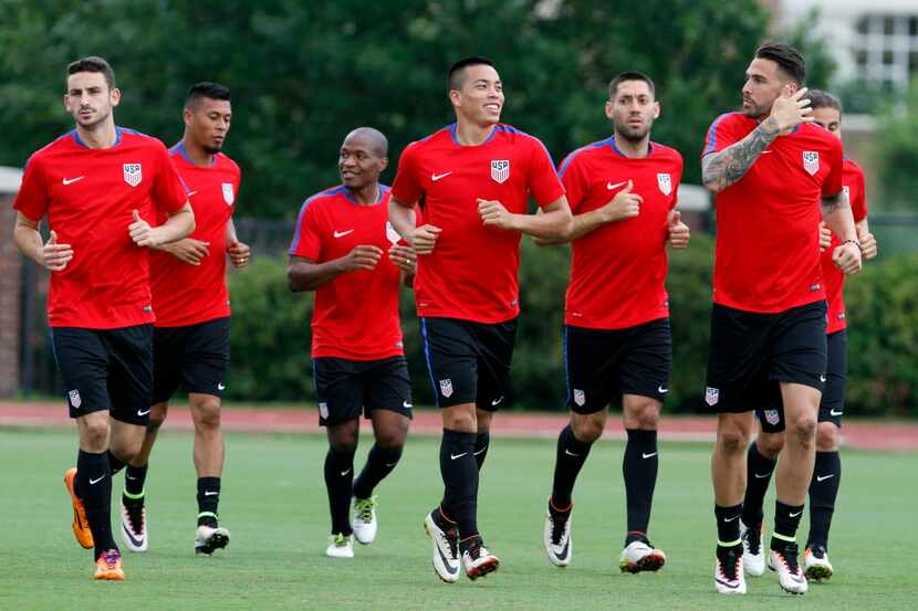 Soccer players for the United States Men's National Team, including forwards Bobby Wood,...