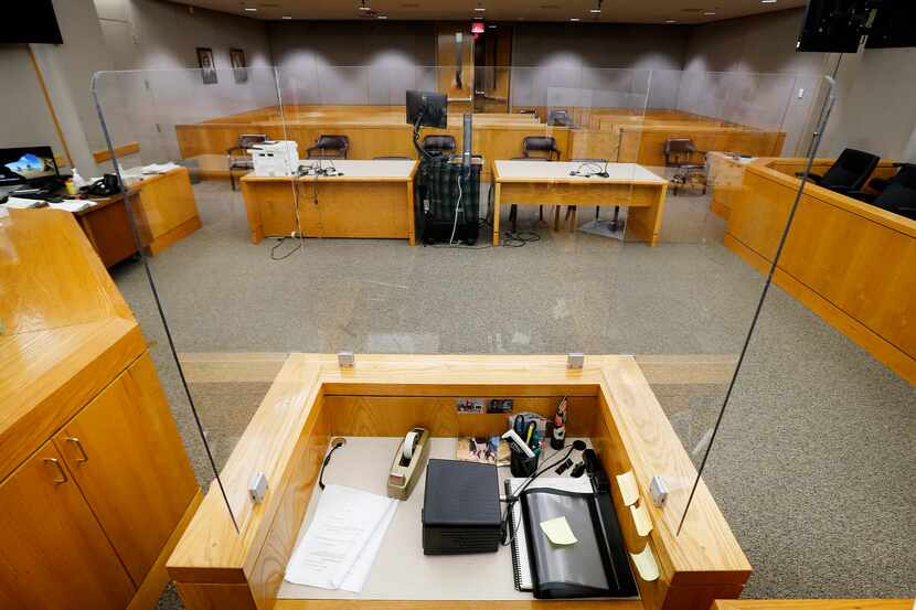 A view from the court reporter's desk in Judge Dominique Collins' Criminal District Court 4...