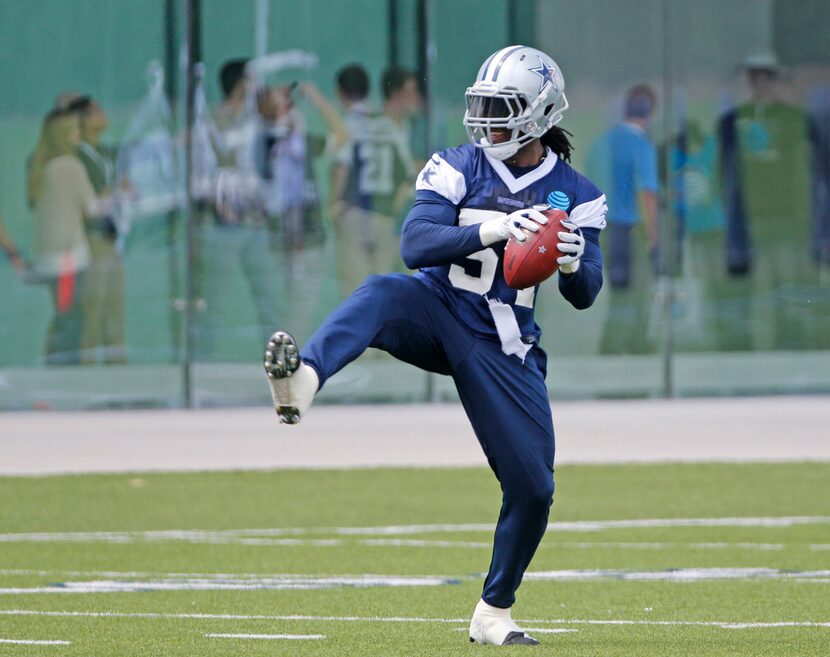 Dallas Cowboys linebacker Jaylon Smith (54) is pictured during Dallas Cowboys OTA football...