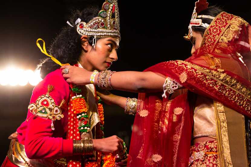 Sixteen-year-old Sanjana Shangle performs Saturday in the Ramlila, a musical drama and dance...