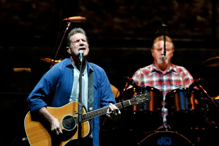 Glenn Frey and Don Henley of The Eagles perform at the American Airlines Center during their...