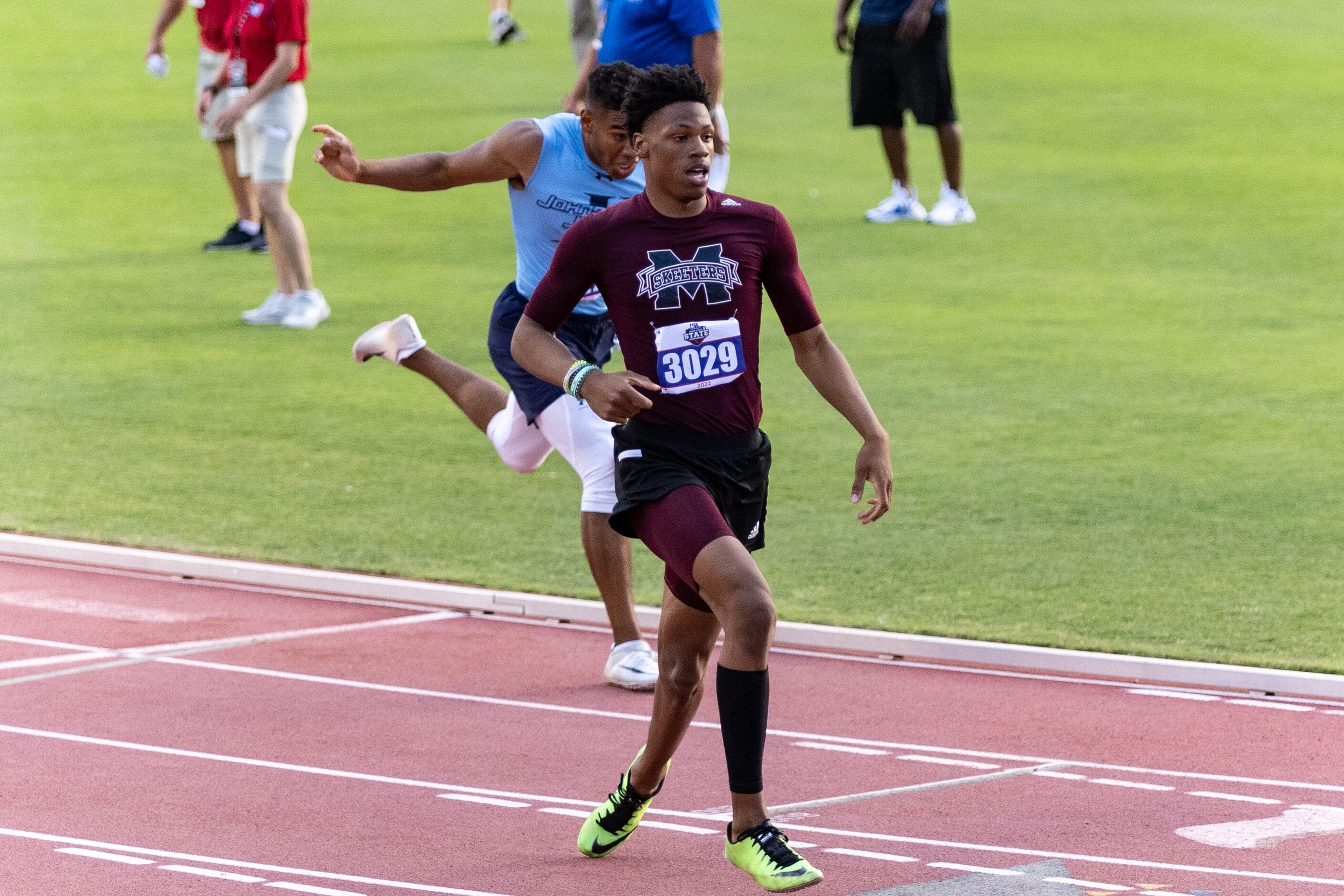 Cameron Boger of Mesquite competes in the boys’ 300-meter hurdles at the UIL Track & Field...