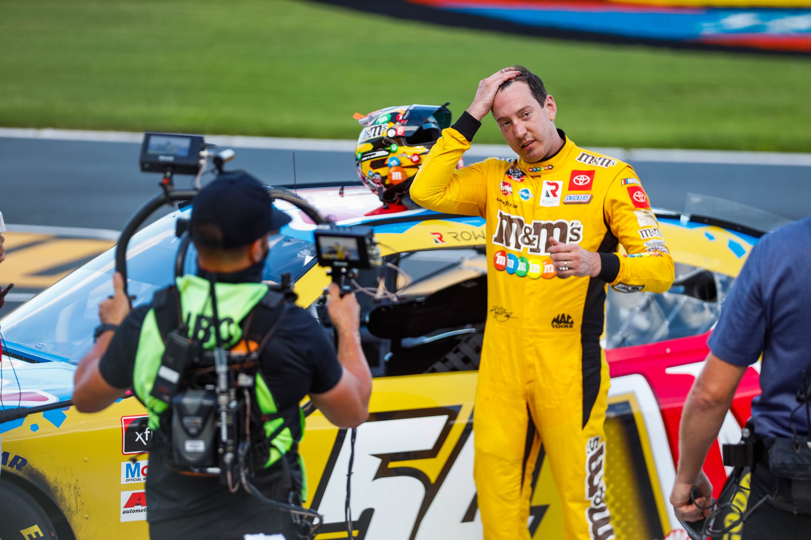 NASCAR Xfinity's Kyle BuschÕs, No. 54, is interviewed after winning the My Bariatric...