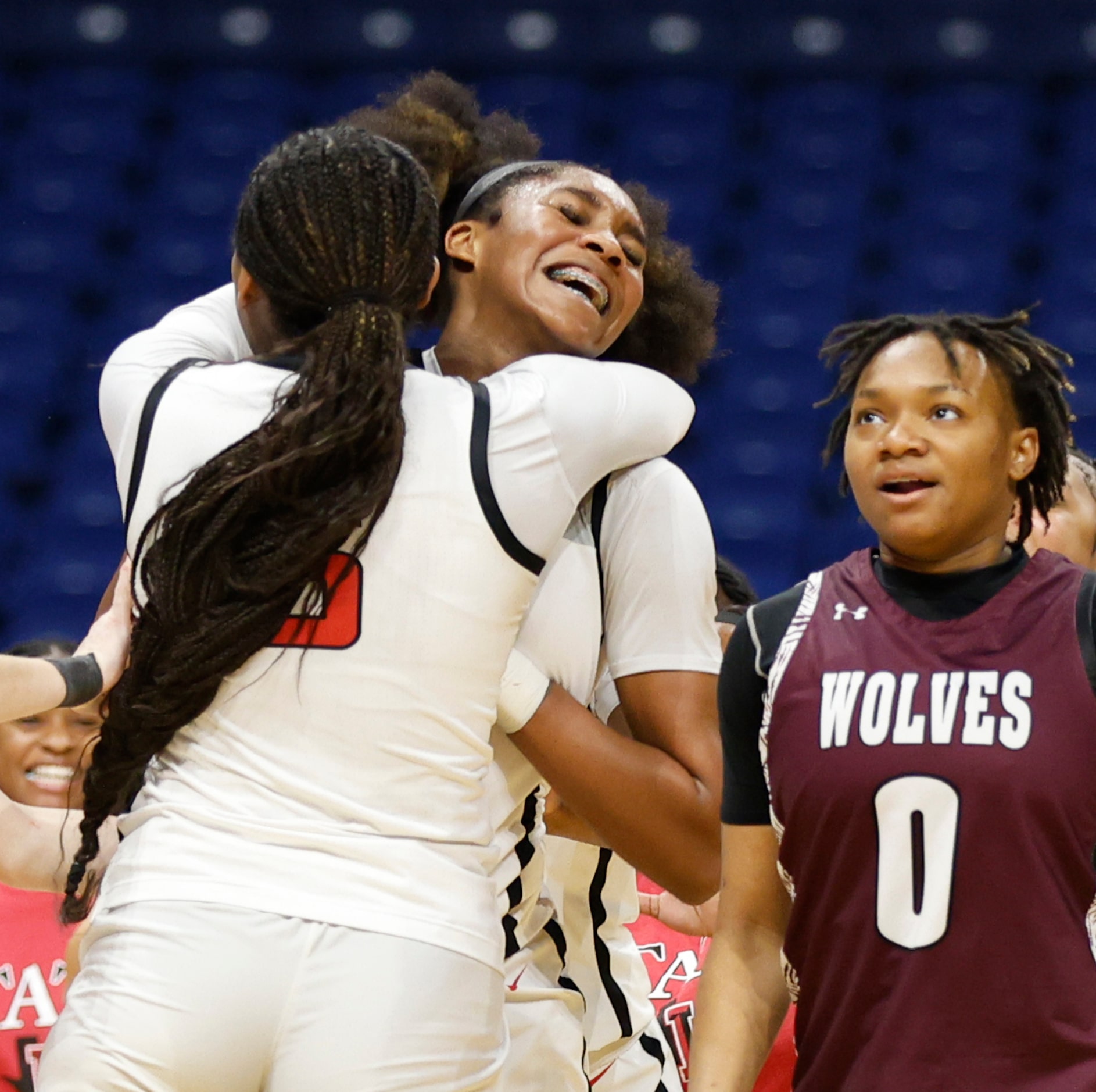 Frisco Liberty celebrates after defeating Mansfield Timberview for the Class 5A state...