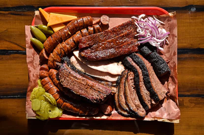 An example of what you can order at Terry Black's BBQ in Dallas, Nov. 25, 2019. The tray...