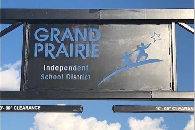 The front gate at Grand Prairie ISD, pictured in a photo from September 2018.