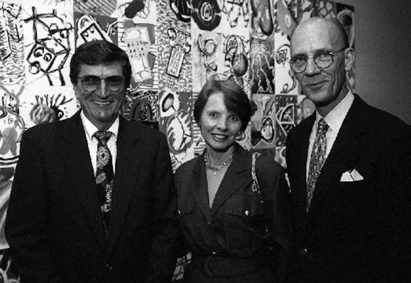 From left: Frank Ribelin, Evelyn Stoffel and William Jordan in 1995 at the Meadows Museum 