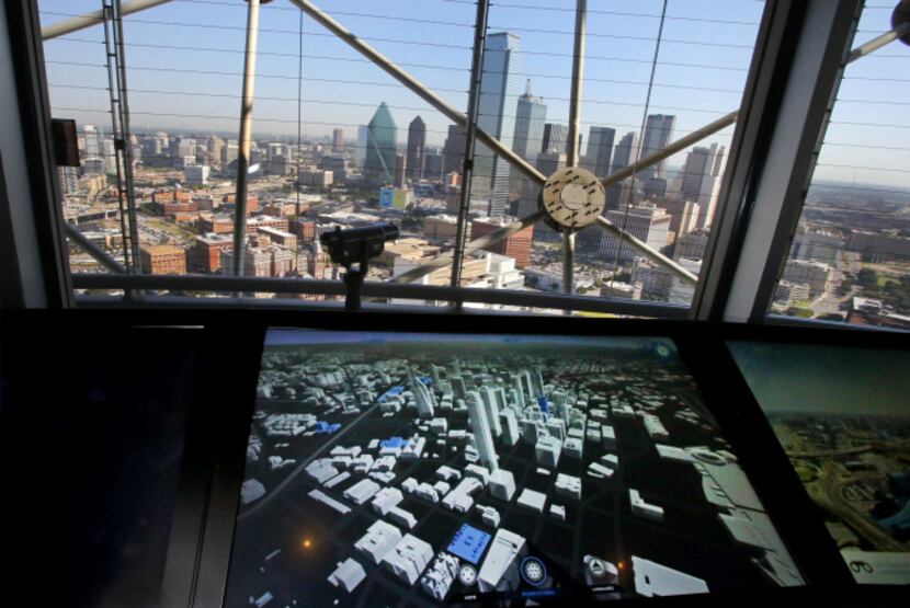 Large viewing screens in the observation deck area show a variety of informative videos, as...