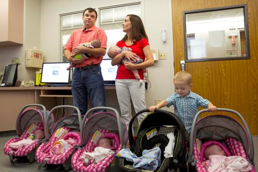 
The Seals quintuplets, born March 18 at Baylor hospital in Dallas, are all at home in Maud...