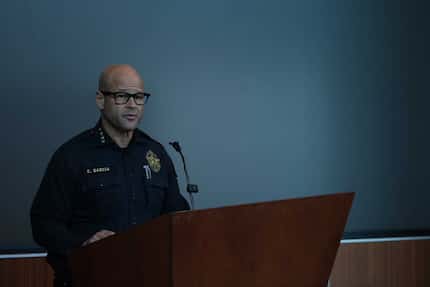 Dallas police Chief Eddie García shares information Friday about an incident Wednesday in...