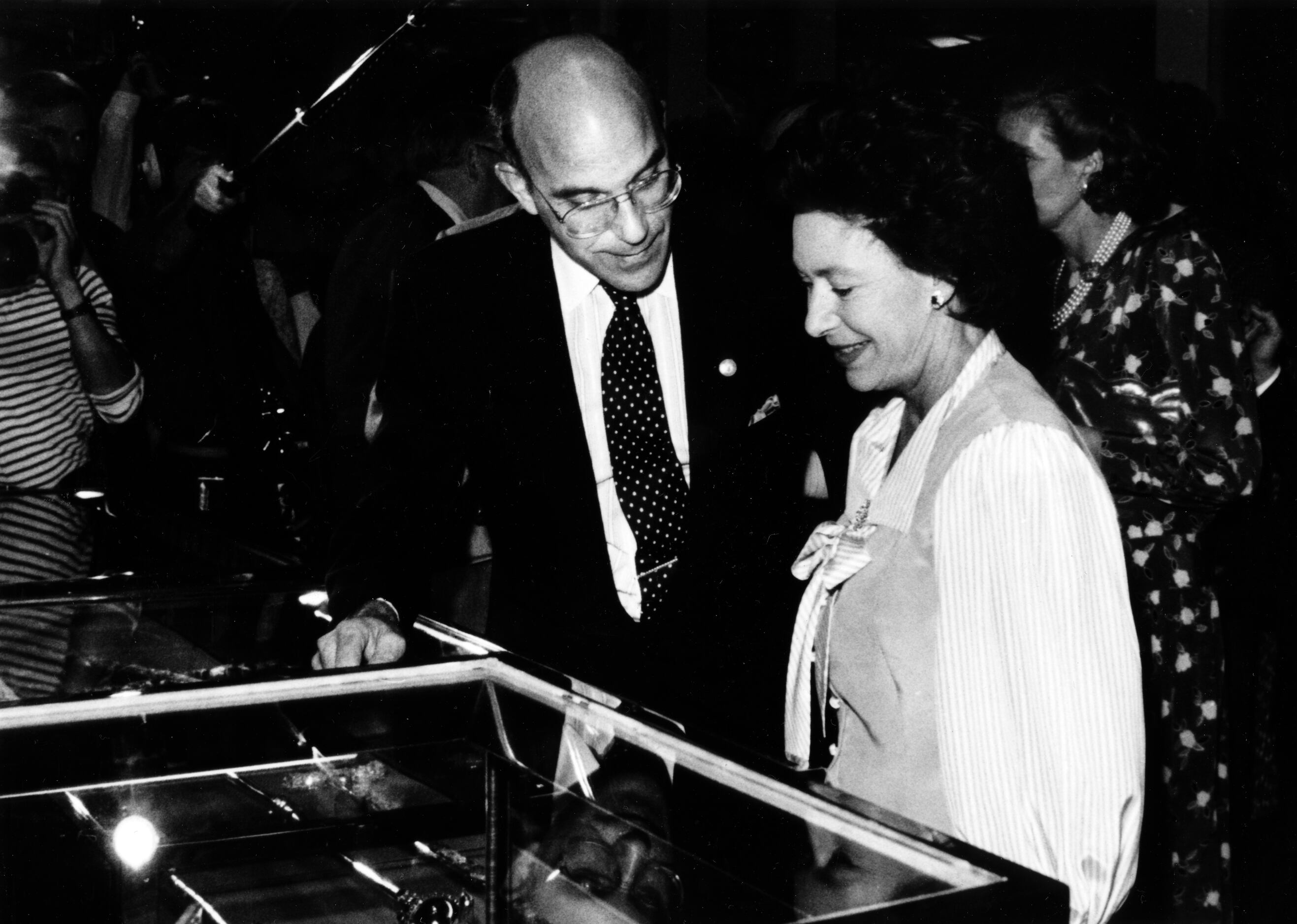 Britain's Princess Margaret talks with Richard Marcus on Monday during her visit to Neiman...