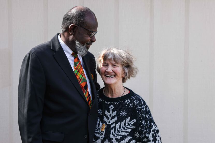 Carol Uberbacher and Pastor Bobbyray Williams pose together for a portrait at her home in...
