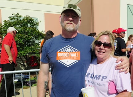James and Linda Stanley of Milford, Va., waited to enter Saturday night's Trump rally in...
