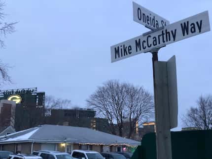 Mike McCarthy Way sits within earshot of Lambeau Field just southeast of the stadium....