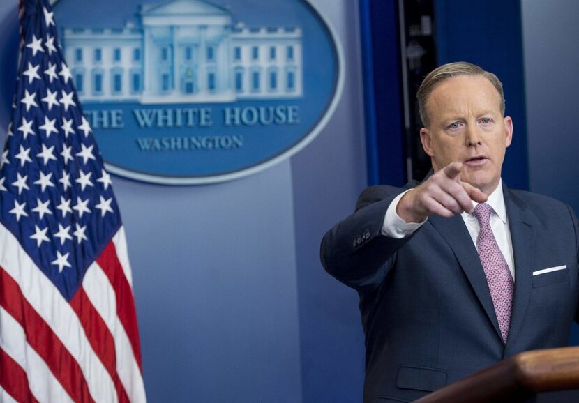 White House Press Secretary Sean Spicer holds the first daily press briefing of the Trump...