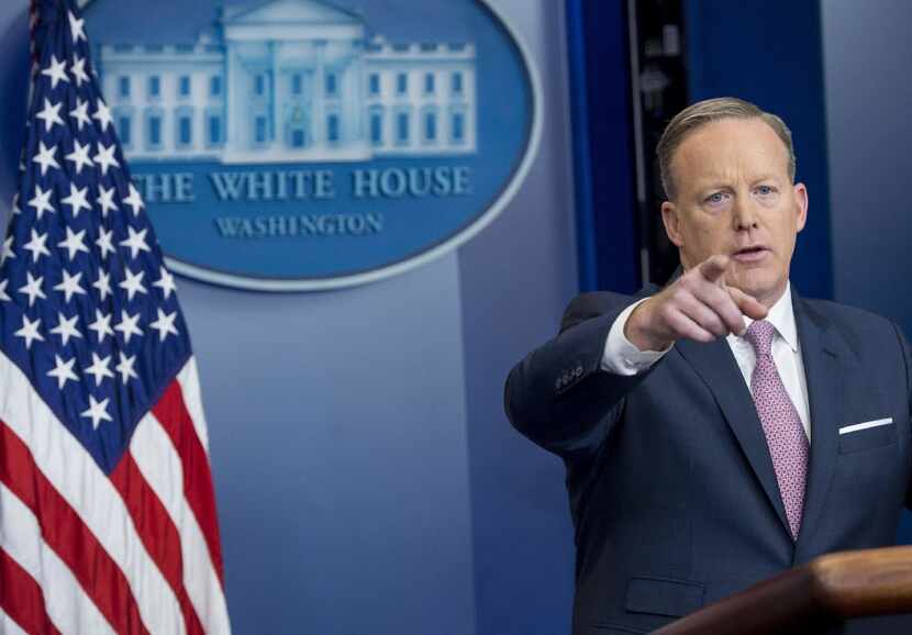 White House Press Secretary Sean Spicer holds the first daily press briefing of the Trump...