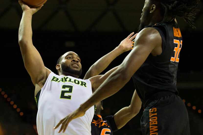 WACO, TX - JANUARY 5: Rico Gathers #2 of the Baylor Bears drives to the basket against the...