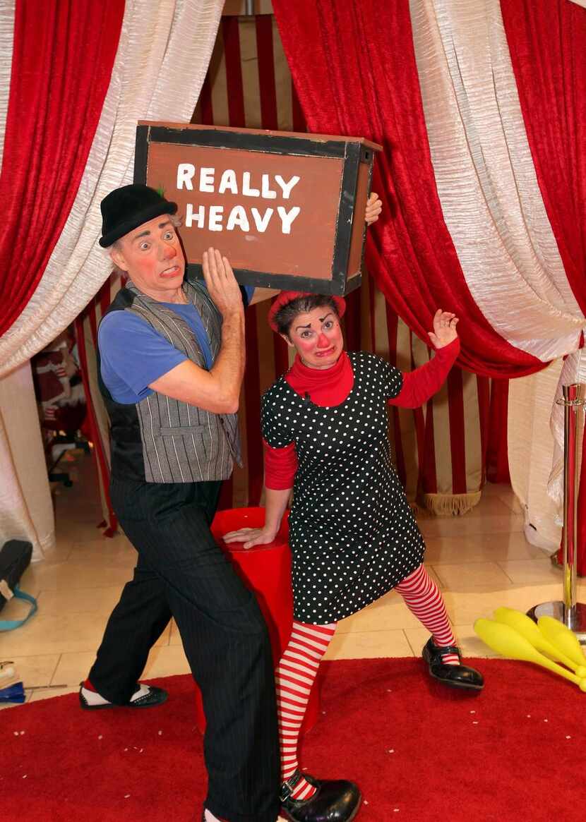 
Clowns Slappy (right) and Monday will perform Valentine’s Day shows at Galleria Dallas and...