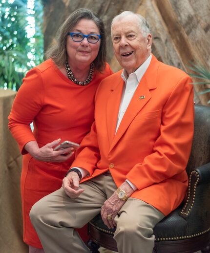 Cheryl Hall and T. Boone Pickens celebrated at his 90th birthday party.