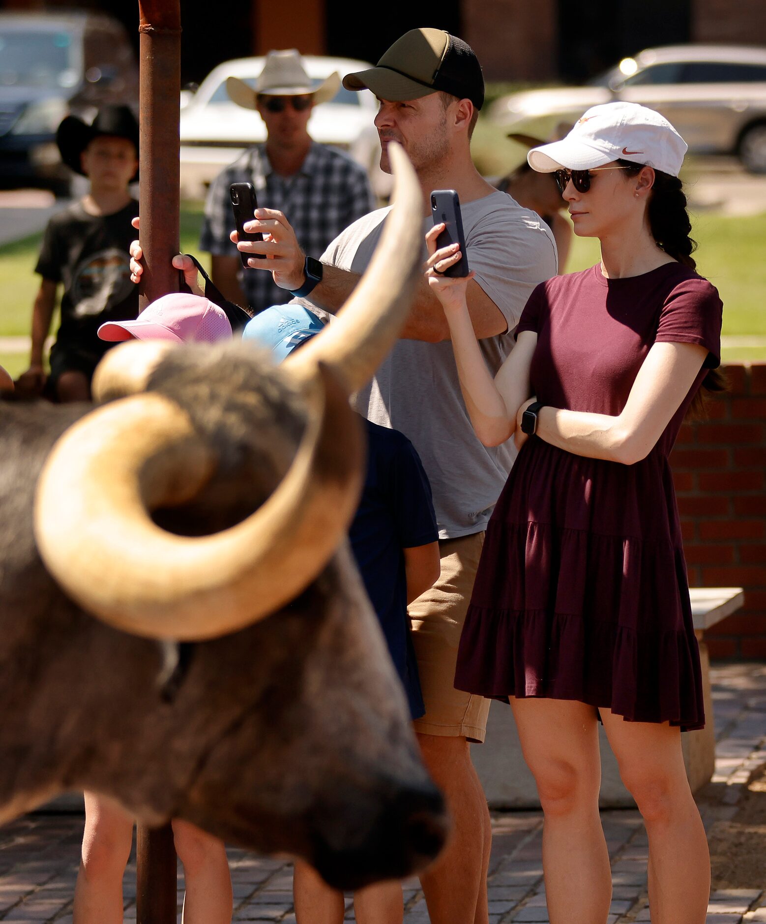 To the delight of tourists and visitors, drovers escorted the Fort Worth Herd down Exchange...