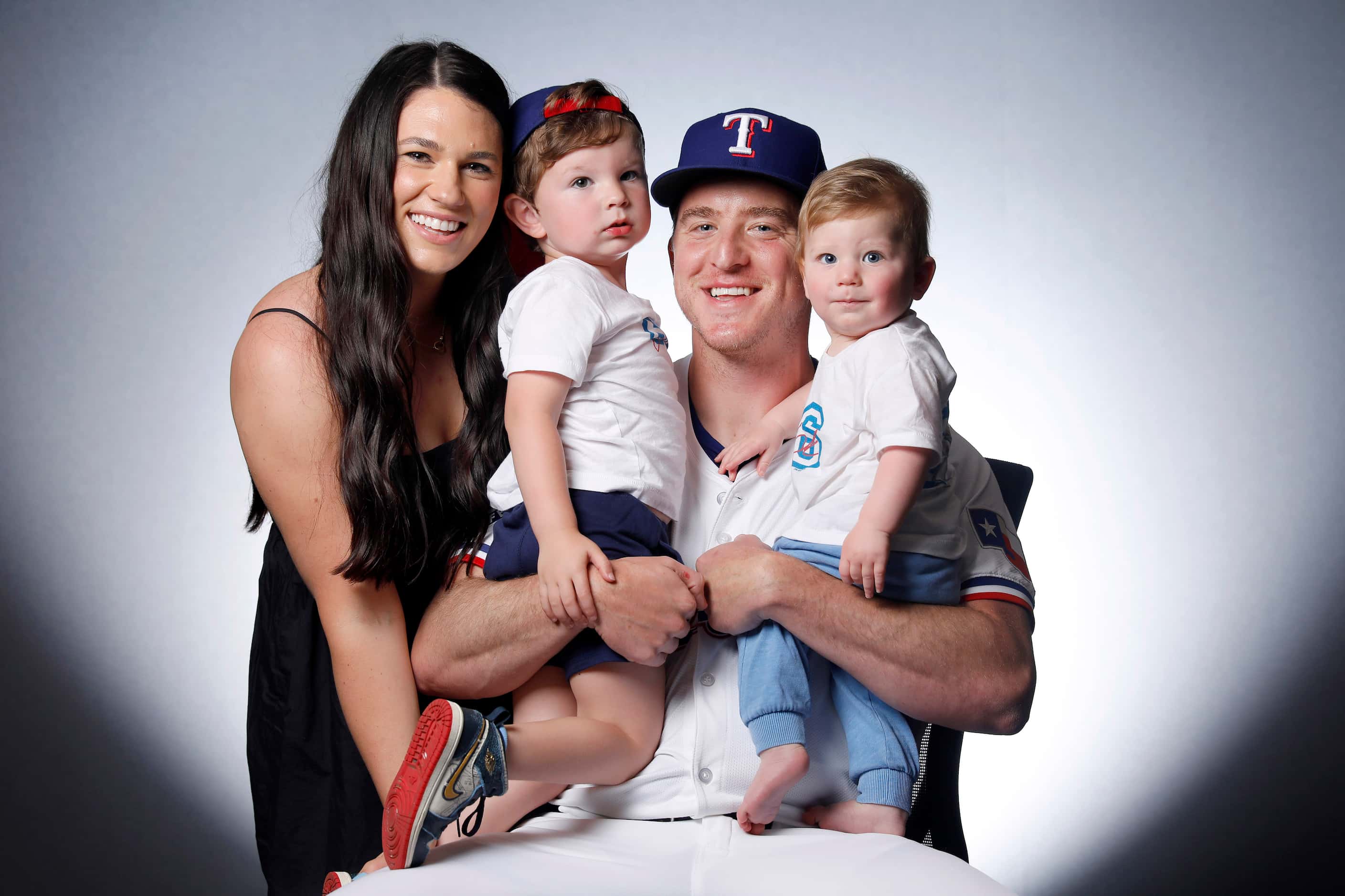 Texas Rangers Josh Sborz pictured with his wife Alexis and children Werth (left) and Shepard...