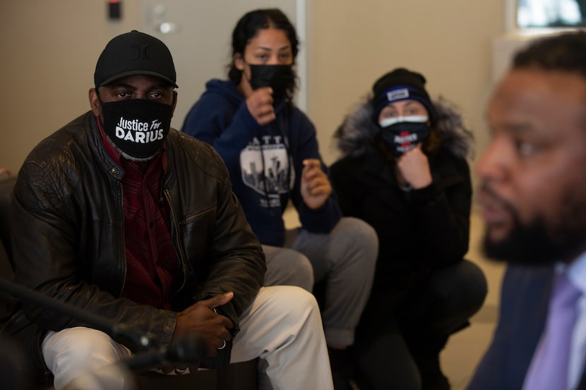 Kevin Tarver (left), whose son Darius Tarver was fatally shot by Denton police in 2020,...