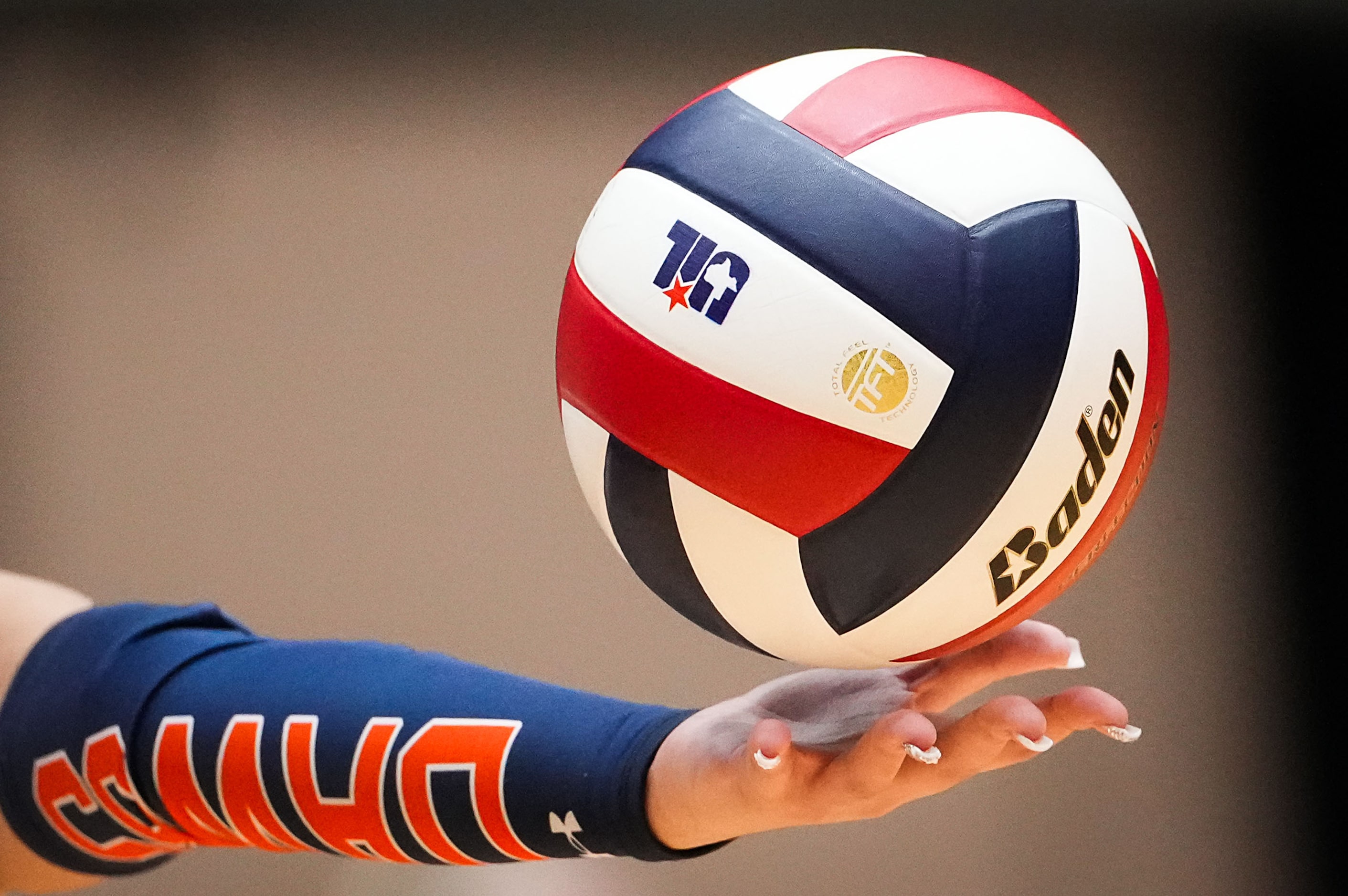 McKinney North's Malia McNeal serves during the UIL Class 5A Division I volleyball state...