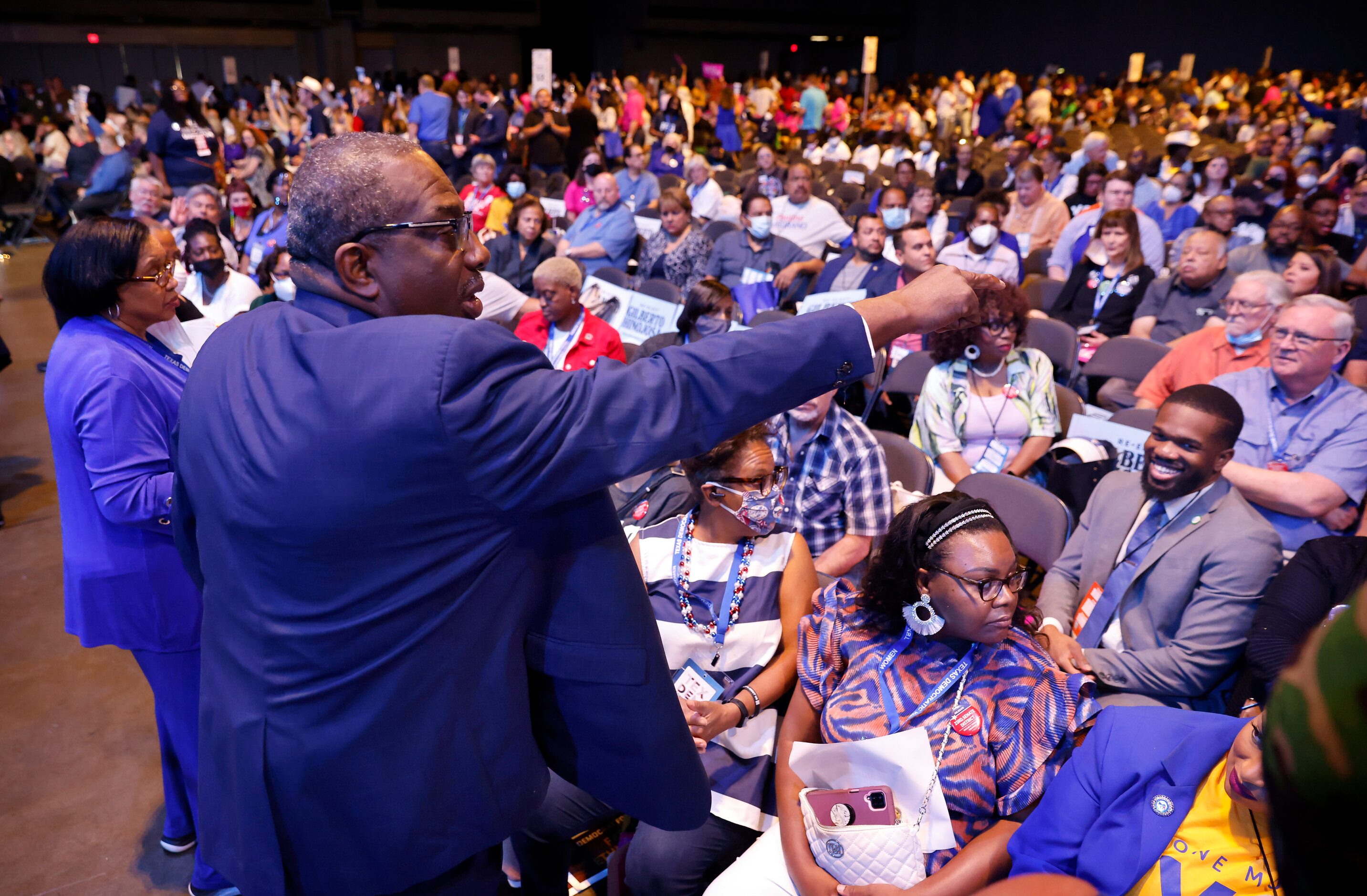 Texas State Senator Royce West organizes the vote for Texas Democratic Party Chairman at the...