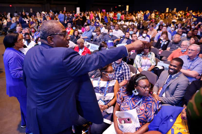 Texas State Senator Royce West organizes the vote for Texas Democratic Party Chairman at the...
