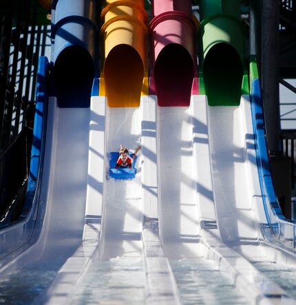 Jett Akin, 7, will race you to the bottom. 