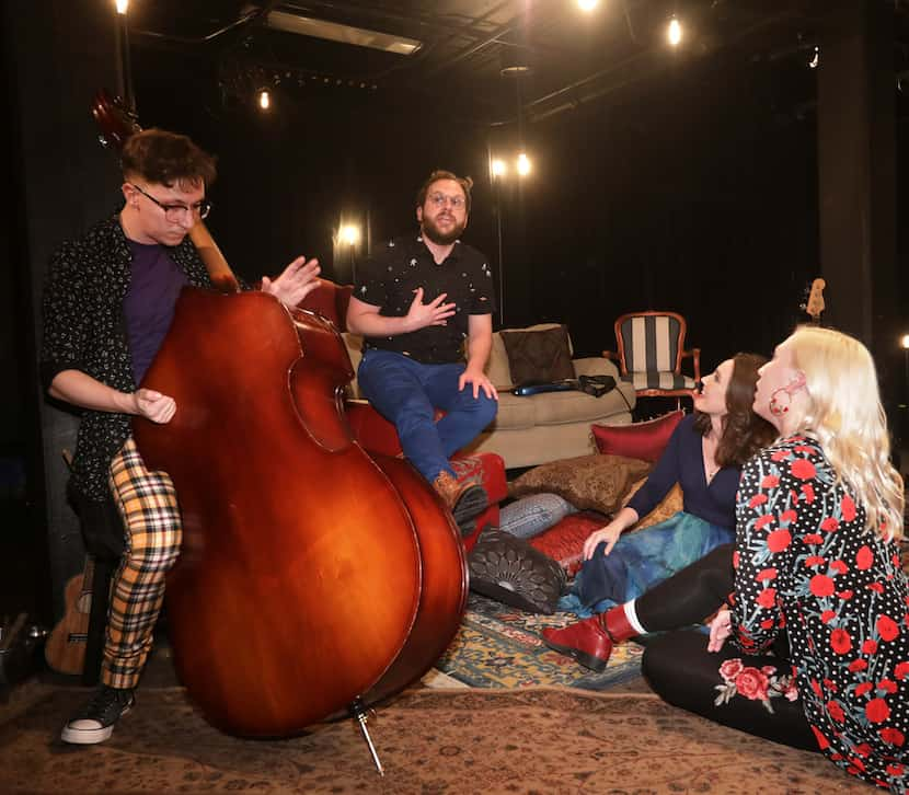 Benjamin Brown (left), Brandon Wilhelm, Mindy Bell and Devin Berg rehearse Ghost Quartet by...